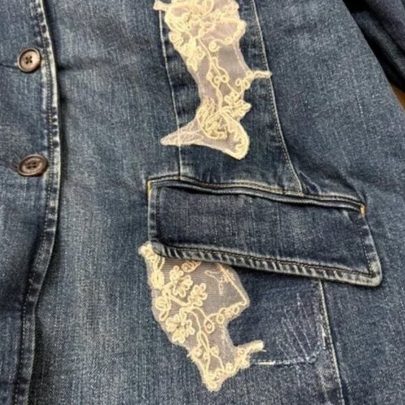 Lauren Ralph Lauren Lace Sequin Bead Applique Denim Indigo Jacket Blazer NWT - Picture 6 of 6